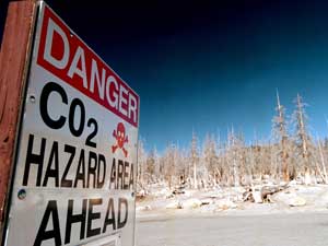 A danger sign warns visitors of high concentration 
