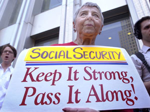 A protester in New York City 