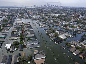 Homes flooded in New Orleans. 