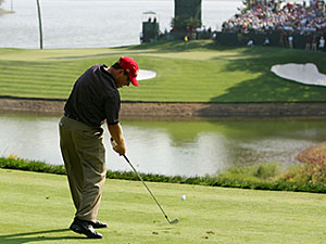 Going for a birdie. 