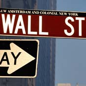 A Wall Street sign in lower Manhattan 