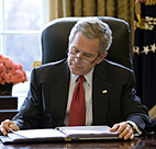 President Bush reviews his State of the Union ... 