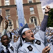 Students cheer during commencment ceremonies ... 