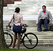 Harvard University students chat in the quad ... 