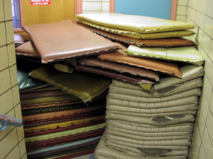 Sleeping mats available for men to sleep on at the shelter. They go out at 9 pm otherwise there's no room to turn around with 125 men on the floor.