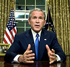 US President George W Bush sits in the Oval ... 