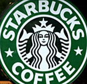Window of a Starbucks coffee store 