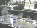 A view of the dining room at Cue restaurant