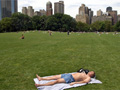 A sunbather in Central Park