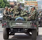 Mexican troops in a convoy in Acapulco. 