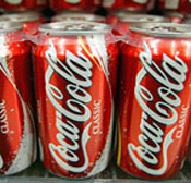 Cans of Coca-Cola 