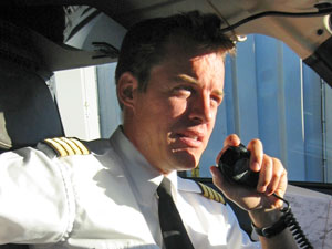 Captain Marc-Antoine DePlour in the cockpit 