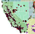 A location map of payday lenders in California. 