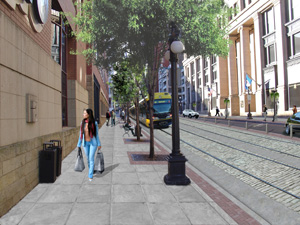 The 4th Street area of St. Paul is envisioned as an entertainment district under the light-rail plan.