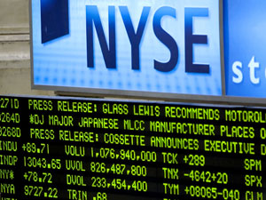 The board at the New York Stock Exchange 