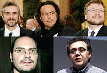Movie directors, clockwise from upper left, ... 