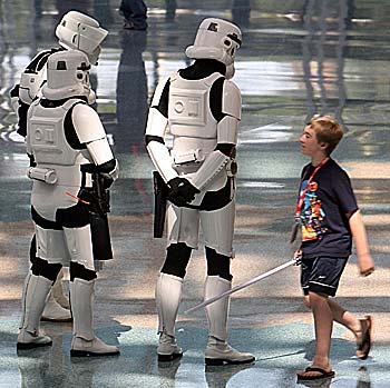 Star Wars fans arrive for the opening day of the "Star Wars Celebration IV" 