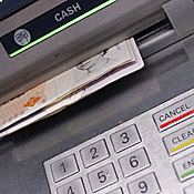 An ATM in Manchester, England doles out pounds. 