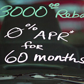 0% finance for 60 months or $3,000 rebate signage 
