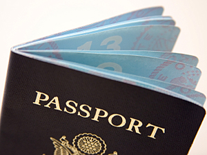 Top half of a passport 