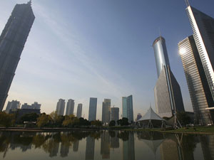 Skyscrapers in the financial district in Shanghai, China. Skyscrapers in the financial district in Shanghai, China.