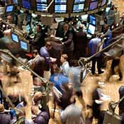 Traders on floor of the New York Stock Exchange 
