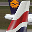 A Lufthansa passenger jet, British Airways plane