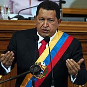 Venezuelan President Hugo Chavez speaks at the ... 