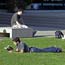 College students read on the quad.