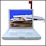 Letters in a computer with red mailbox flag
