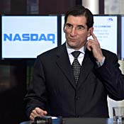 Nasdaq chief at OMX news conference 