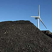 Wind turbine and coal pile 