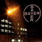 Sign outside Bayer plant in Leverkusen, Germany 