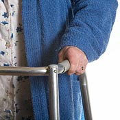 Elderly woman with walker 