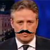 Jon Stewart with fake mustache 