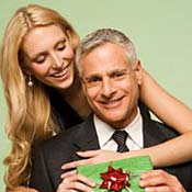 An older man and younger woman 