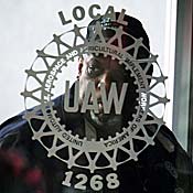 UAW worker enters union hall 