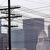 Power lines in downtown Los Angeles. 