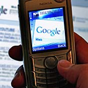 Google logo on a cellphone 