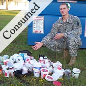 Capt. Andrew Lane with recyclables 