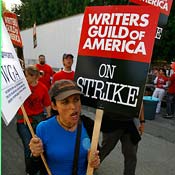 Actress Julia Louis-Dreyfus pickets for WGA strike 