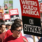 Writers walk picket line at Fox Studios, L.A. 