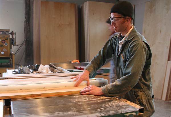 
                Furniture maker Wesley Smith cuts planks for a new set of cabinets at his workshop near Bellingham.
                                    (Sam Eaton)
                                