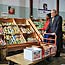 President Bush pushes cart at food bank
