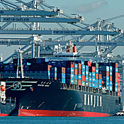 A container ship at the Port of Oakland 
