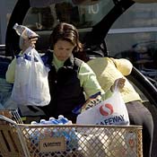 Woman loading groceries in San Francisco 