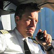 Captain Marc-Antoine Plourde in the cockpit 