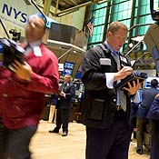 Traders on floor of the New York Stock Exchange 