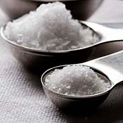 Measuring spoons filled with salt 