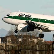 An Alitalia plane taking off 